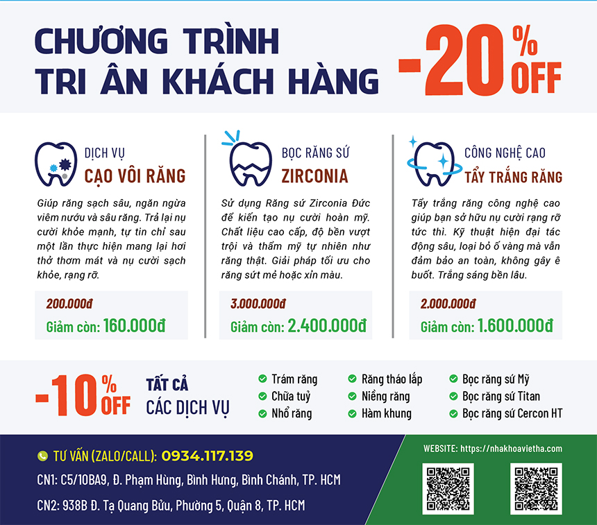 TRI ÂN TƯNG BỪNG - NHA KHOA VIỆT HÀ ƯU ĐÃI CỰC LỚN!